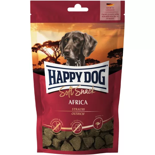Happy Dog Soft Snack Africa Monoprotein Hipoallergén Gabonamentes Jutalomfalat Kutyáknak (Strucc) - 100 g