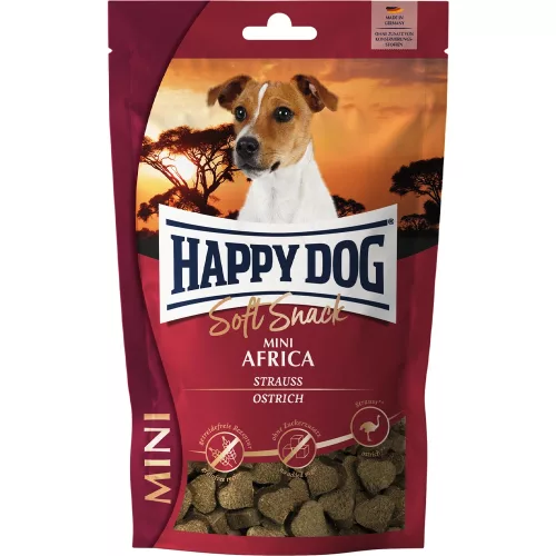 Happy Dog Soft Snack Africa Mini Monoprotein Hipoallergén Gabonamentes Jutalomfalat Kutyáknak (Strucc) - 100 g
