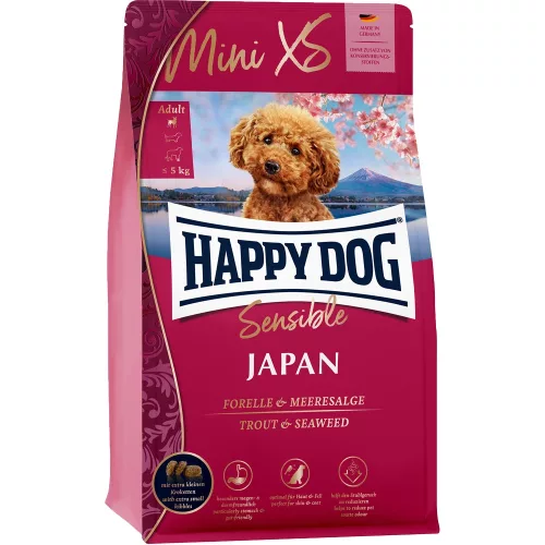 Happy Dog Mini XS Japan Hipoallergén Száraz Kutyatáp (Pisztráng és Tengeri Alga) - 1,3 kg