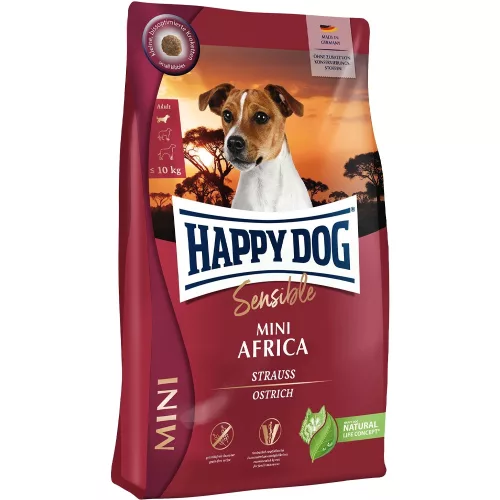 Happy Dog Sensible Africa Mini Monoprotein Hipoallergén Gabonamentes Száraz Kutyatáp (Strucc) - 800 g