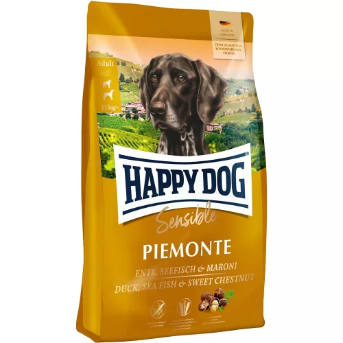 Happy Dog Sensible Piemonte Hipoallergén Gabonamentes Száraz Kutyatáp (Kacsa, Hal és Szelídgesztenye) - 10 kg