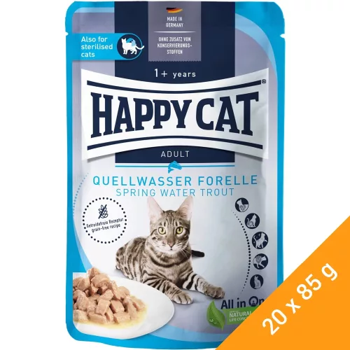 Happy Cat Meat in Sauce Culinary Gabonamentes Alutasakos Macskaeledel (Pisztráng) - 20x85 g