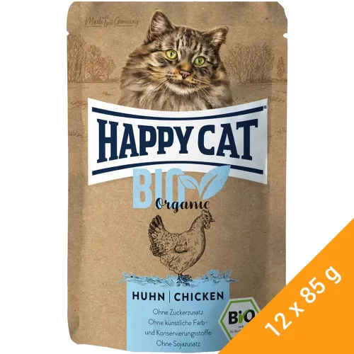Happy Cat Bio Gabonamentes Alutasakos Macskaeledel (Csirke) - 12x85 g