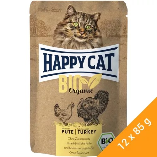 Happy Cat Bio Gabonamentes Alutasakos Macskaeledel (Csirke és Pulyka) - 12x85 g