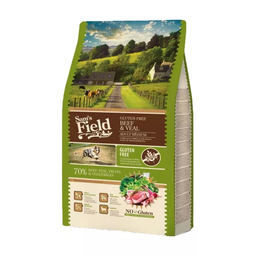Sam's Field Medium Adult Száraz Kutyatáp (Marha és Borjú) - 2,5 kg