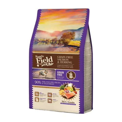 Sam's Field Adult Gabonamentes Száraz Kutyatáp (Lazac és Hering) - 2,5 kg