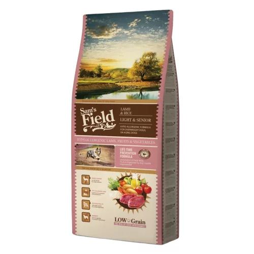 Sam's Field Light & Senior Alacsony Gabonatartalmú Hipoallergén Száraz Kutyatáp (Bárány és Rizs) - 13 kg