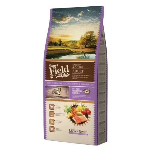 Sam's Field Adult Alacsony Gabonatartalmú Hipoallergén Száraz Kutyatáp (Lazac és Burgonya) - 13 kg