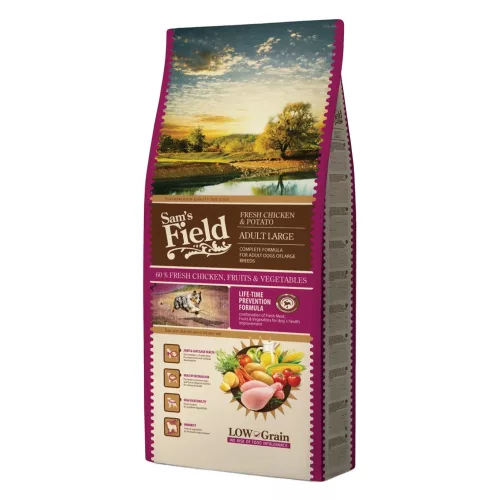 Sam's Field Large Adult Alacsony Gabonatartalmú Száraz Kutyatáp (Csirke és Burgonya) - 13 kg