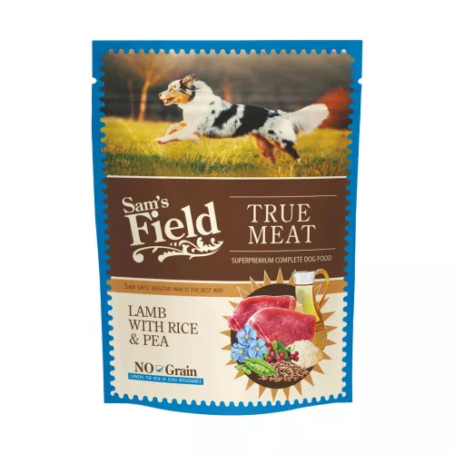 Sam's Field True Meat Pouch Alutasakos Kutyaeledel (Bárány, Rizs és Borsó) - 260 g