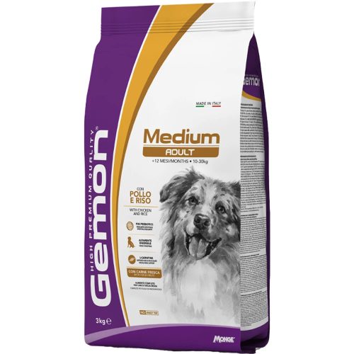 Gemon Medium Adult Száraz Kutyatáp (Csirke és Rizs) - 3 kg