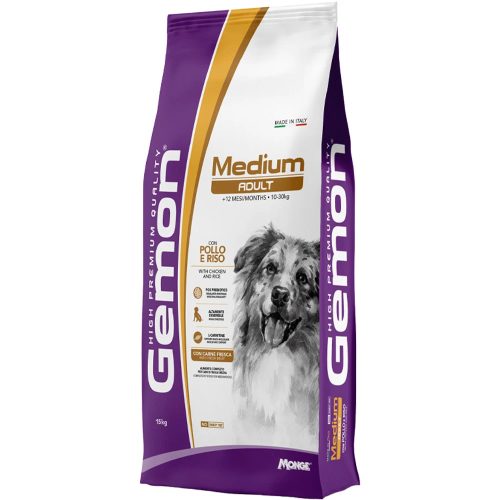 Gemon Medium Adult Száraz Kutyatáp (Csirke és Rizs) - 15 kg