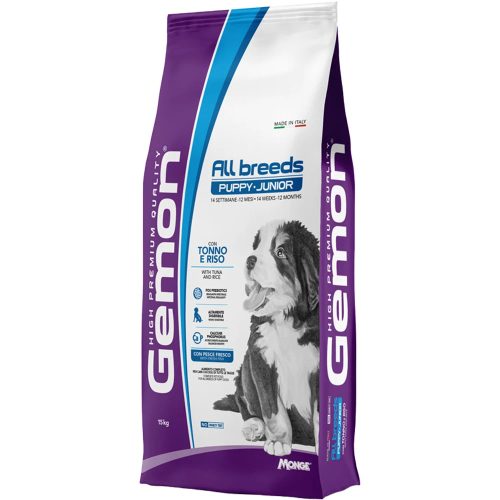 Gemon Puppy & Junior Száraz Kutyatáp (Tonhal és Rizs) - 15 kg