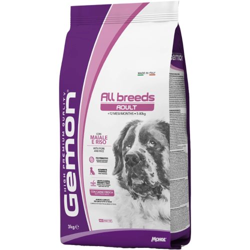 Gemon Adult Száraz Kutyatáp (Sertés és Rizs) - 3 kg