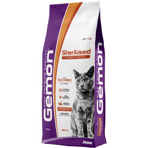 Gemon Sterilised Száraz Macskatáp (Pulyka) - 7 kg
