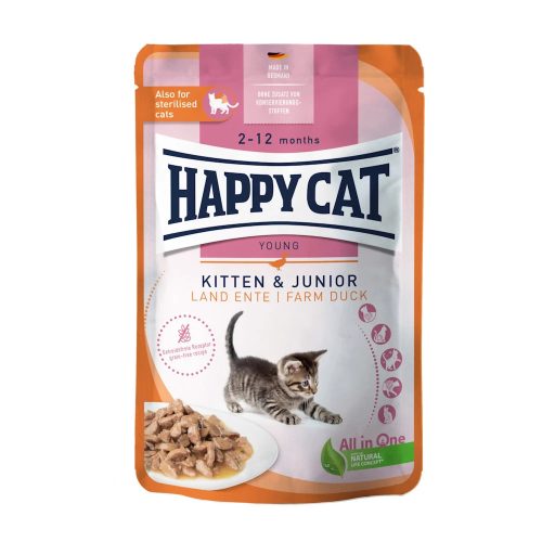 Happy Cat Meat in Sauce Kitten & Junior (Kacsa) - 85 g