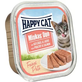   Happy Cat Minkas Duo Gabonamentes Alutálcás Macskaeledel (Baromfi és Lazac) - 100 g
