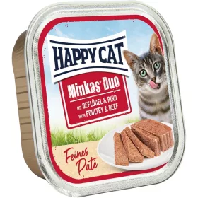   Happy Cat Minkas Duo Gabonamentes Alutálcás Macskaeledel (Baromfi és Marha) - 100 g