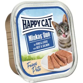   Happy Cat Minkas Duo Gabonamentes Alutálcás Macskaeledel (Marha és Lazac) - 100 g