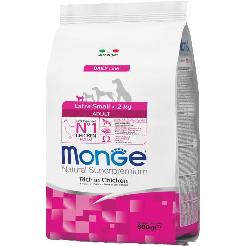 Monge Daily Line Extra Small Adult Száraz Kutyatáp (Csirke) - 0,8 kg