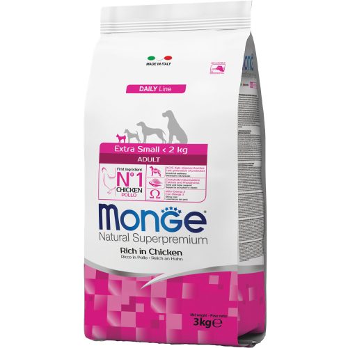 Monge Daily Line Extra Small Adult Száraz Kutyatáp (Csirke) - 3 kg