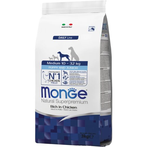 Monge Daily Line Medium Puppy & Junior Száraz Kutyatáp (Csirke) - 3 kg