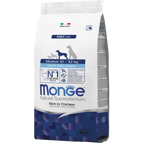 Monge Daily Line Medium Puppy & Junior Száraz Kutyatáp (Csirke) - 3 kg