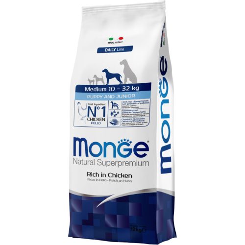 Monge Daily Line Medium Puppy & Junior Száraz Kutyatáp (Csirke) - 12 kg
