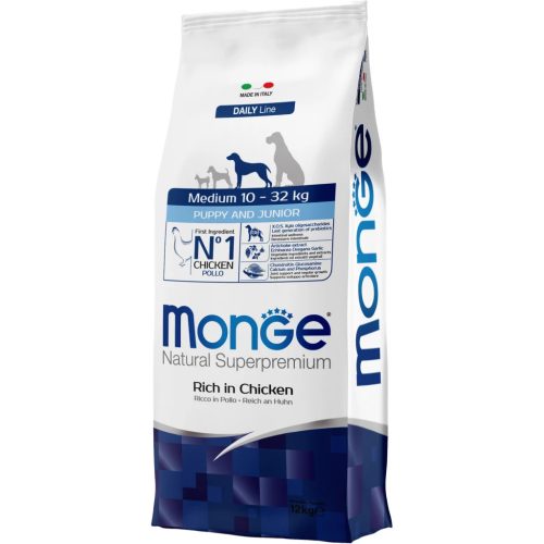 Monge Daily Line Medium Puppy & Junior Száraz Kutyatáp (Csirke) - 12 kg