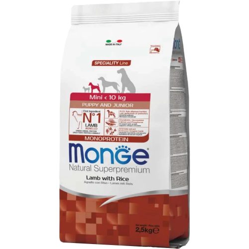 Monge Speciality Line Mini Puppy & Junior Monoprotein Száraz Kutyatáp (Bárány és Rizs) - 2,5 kg