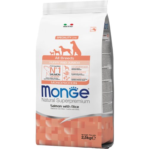 Monge Natural Superpremium Mini Puppy & Junior Monoprotein Száraz Kutyatáp (Lazac és Rizs) - 2,5 kg
