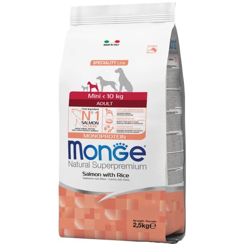 Monge Speciality Line Mini Adult Monoprotein Száraz Kutyatáp (Lazac és Rizs) - 2,5 kg