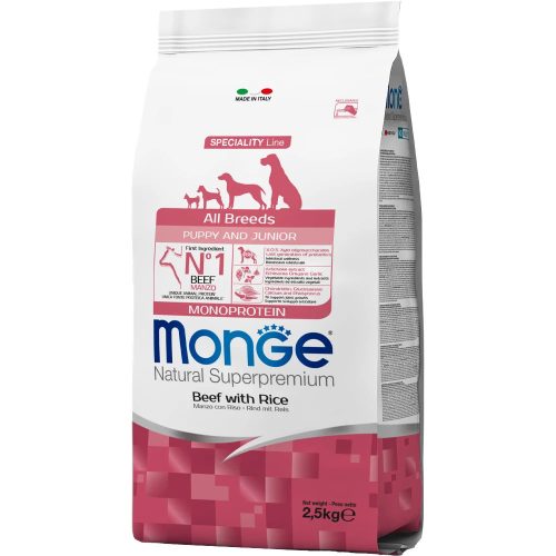 Monge Speciality Line Puppy & Junior Monoprotein Száraz Kutyatáp (Marha és Rizs) - 2,5 kg