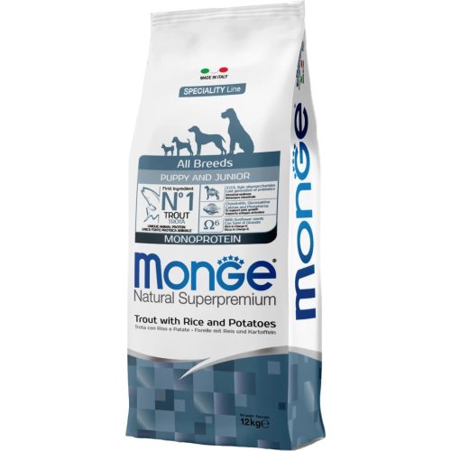 Monge Speciality Line Puppy & Junior Monoprotein Száraz Kutyatáp (Pisztráng, Rizs és Burgonya) - 12 kg
