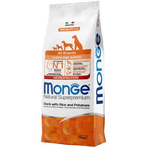 Monge Speciality Line Puppy & Junior Monoprotein Száraz Kutyatáp (Kacsa, Rizs és Burgonya) - 12 kg
