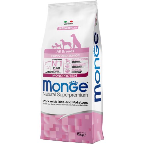 Monge Speciality Line Puppy & Junior Monoprotein Száraz Kutyatáp (Sertés, Rizs és Burgonya) - 12 kg
