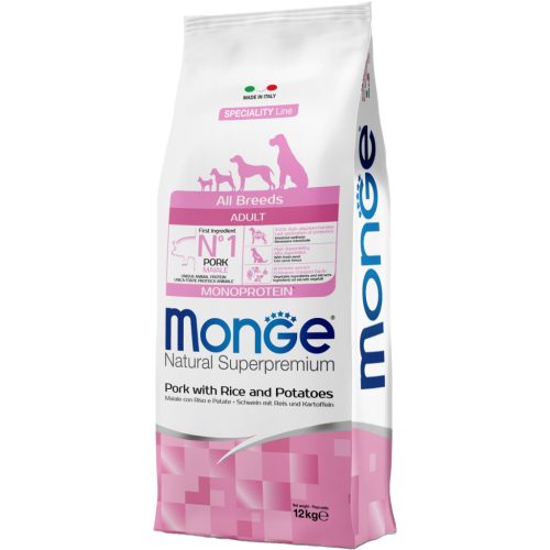 Monge Natural Superpremium Adult Monoprotein Száraz Kutyatáp (Sertés, Rizs és Burgonya) - 12 kg