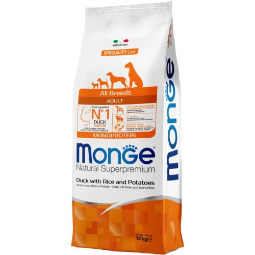 Monge Speciality Line Adult Monoprotein Száraz Kutyatáp (Kacsa, Rizs és Burgonya) - 12 kg