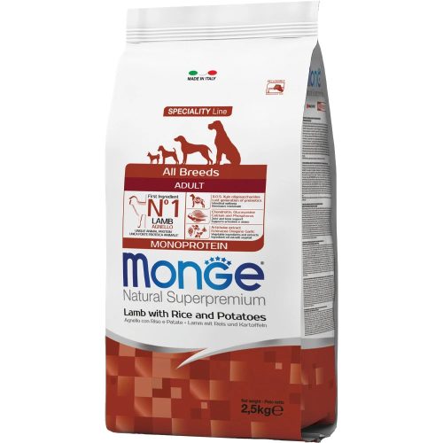 Monge Speciality Line Adult Monoprotein Száraz Kutyatáp (Bárány, Rizs és Burgonya) - 2,5 kg