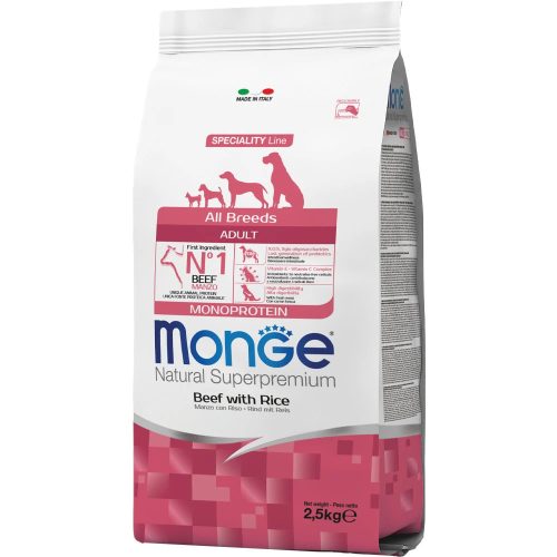 Monge Speciality Line Adult Monoprotein Száraz Kutyatáp (Marha és Rizs) - 2,5 kg
