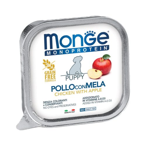 Monge Monoprotein Fruits Pate Puppy Alutálcás Kutyaeledel (Csirke és Alma) - 150 g