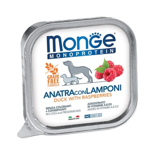 Monge Monoprotein Fruits Pate Alutálcás Kutyaeledel (Kacsa és Málna) - 150 g