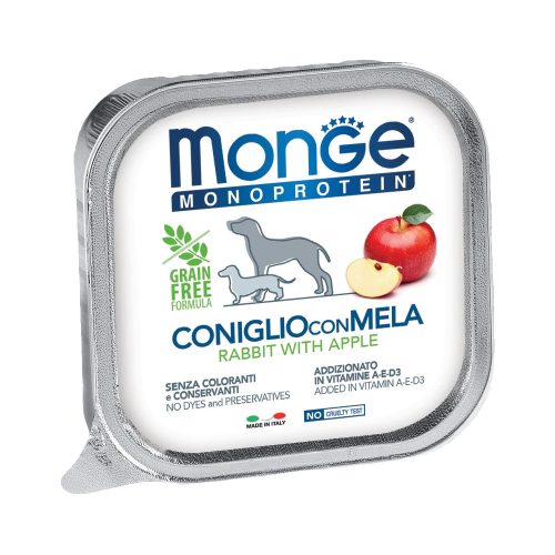 Monge Monoprotein Fruits Pate Alutálcás Kutyaeledel (Nyúl és Alma) - 150 g