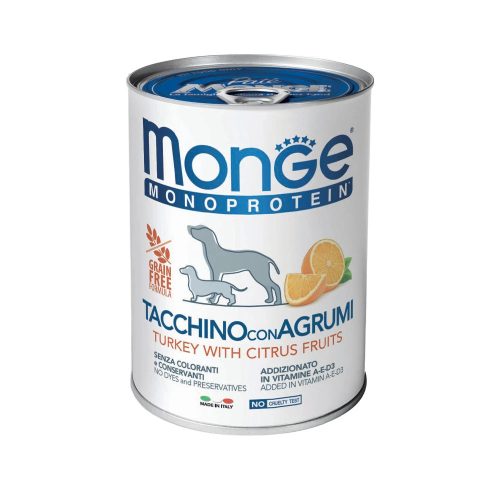 Monge Monoprotein Fruits Pate Konzerv Kutyáknak (Pulyka és Citrus) - 400 g