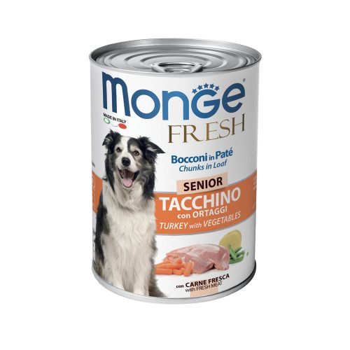 Monge Fresh Chunks in Loaf Senior Konzerv Kutyáknak (Pulyka és Zöldségek) - 400 g