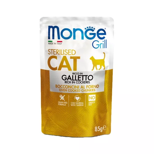 Monge Grill Sterilised Alutasakos Macskaeledel (Kakas) - 85 g