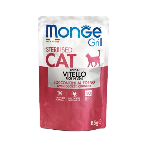 Monge Grill Sterilised Alutasakos Macskaeledel (Borjú) - 85 g