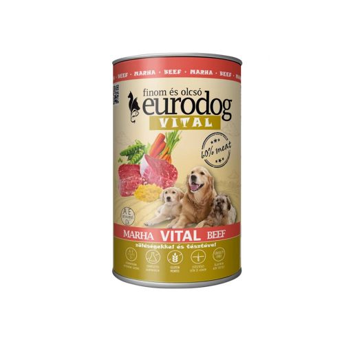 Euro Dog Vital Konzerves Kutyeledel (Marha) - 1240 g