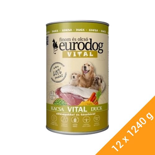 Euro Dog Vital Konzerv Kutyáknak (Kacsa) - 12x1240 g