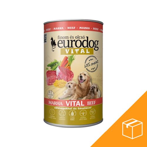 Euro Dog Vital Konzerves Kutyeledel (Marha) - 12x1240 g